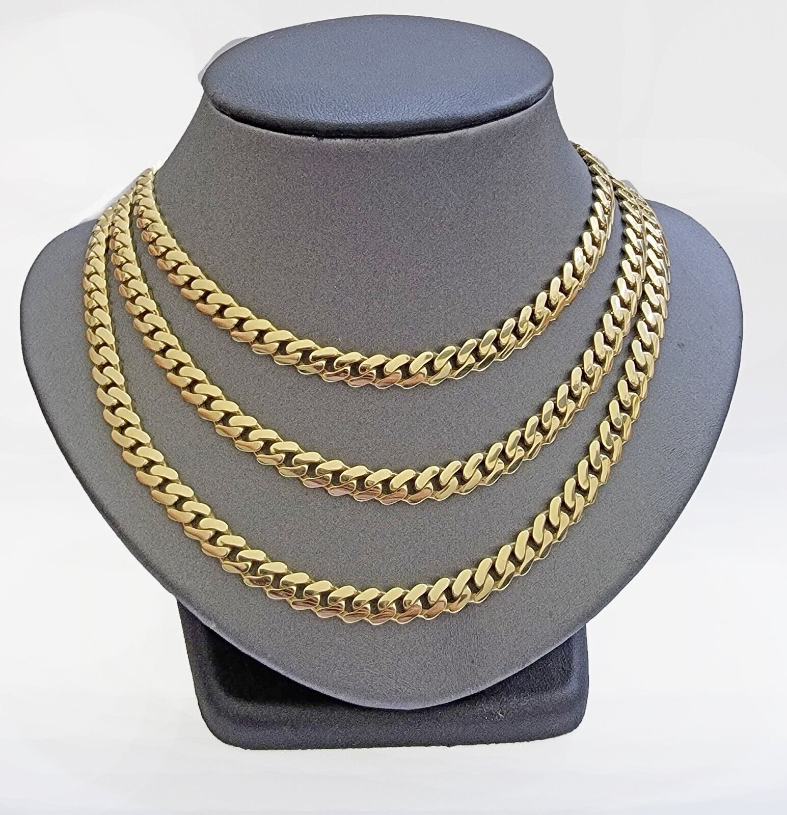Real 14K Yellow Gold Chain Necklace Royal Monaco Cuban Link 7mm 20" - 24" ,Hollow - Reva Jeweler