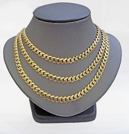 Real 14K Yellow Gold Chain Necklace Royal Monaco Cuban Link 7mm 20" - 24" ,Hollow - Reva Jeweler