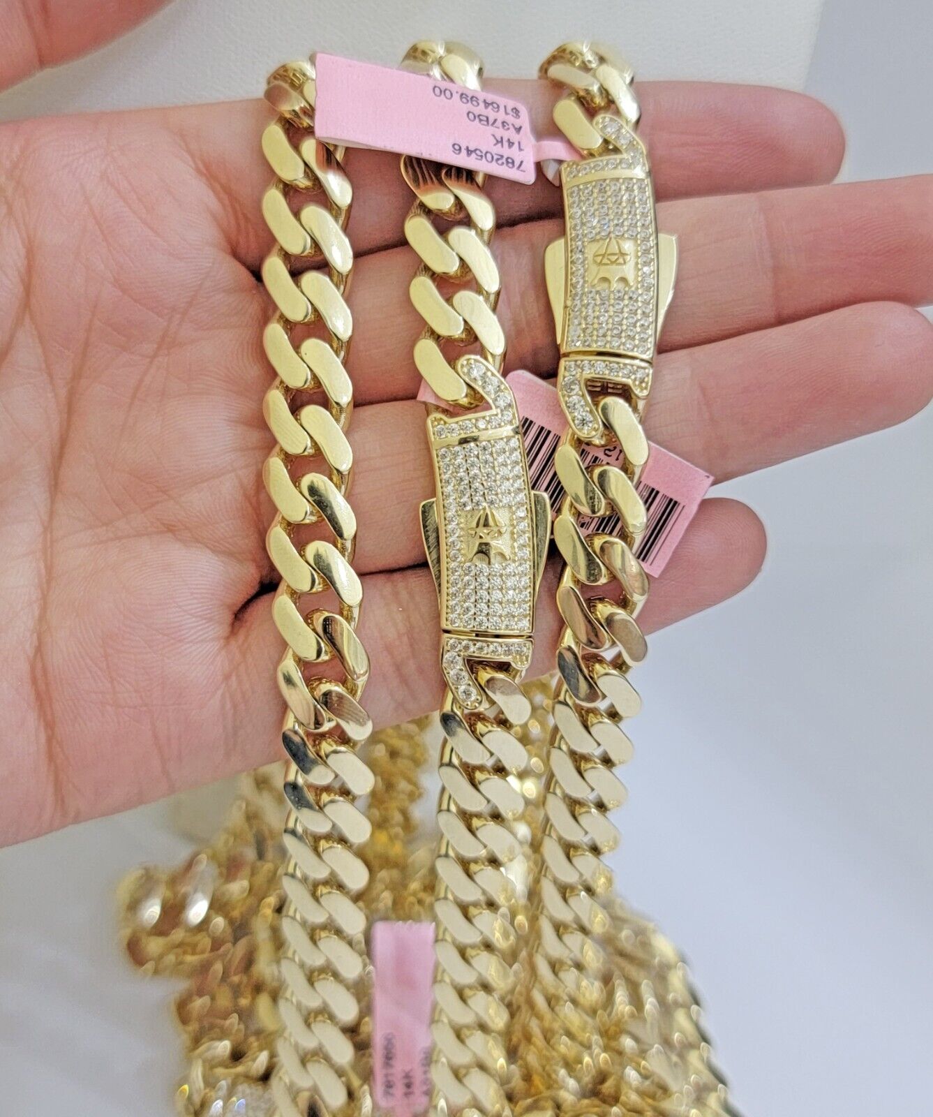 Real 14K Yellow Gold Chain Necklace Royal Monaco Cuban Link 9mm 20" - 26" Hollow - Reva Jeweler