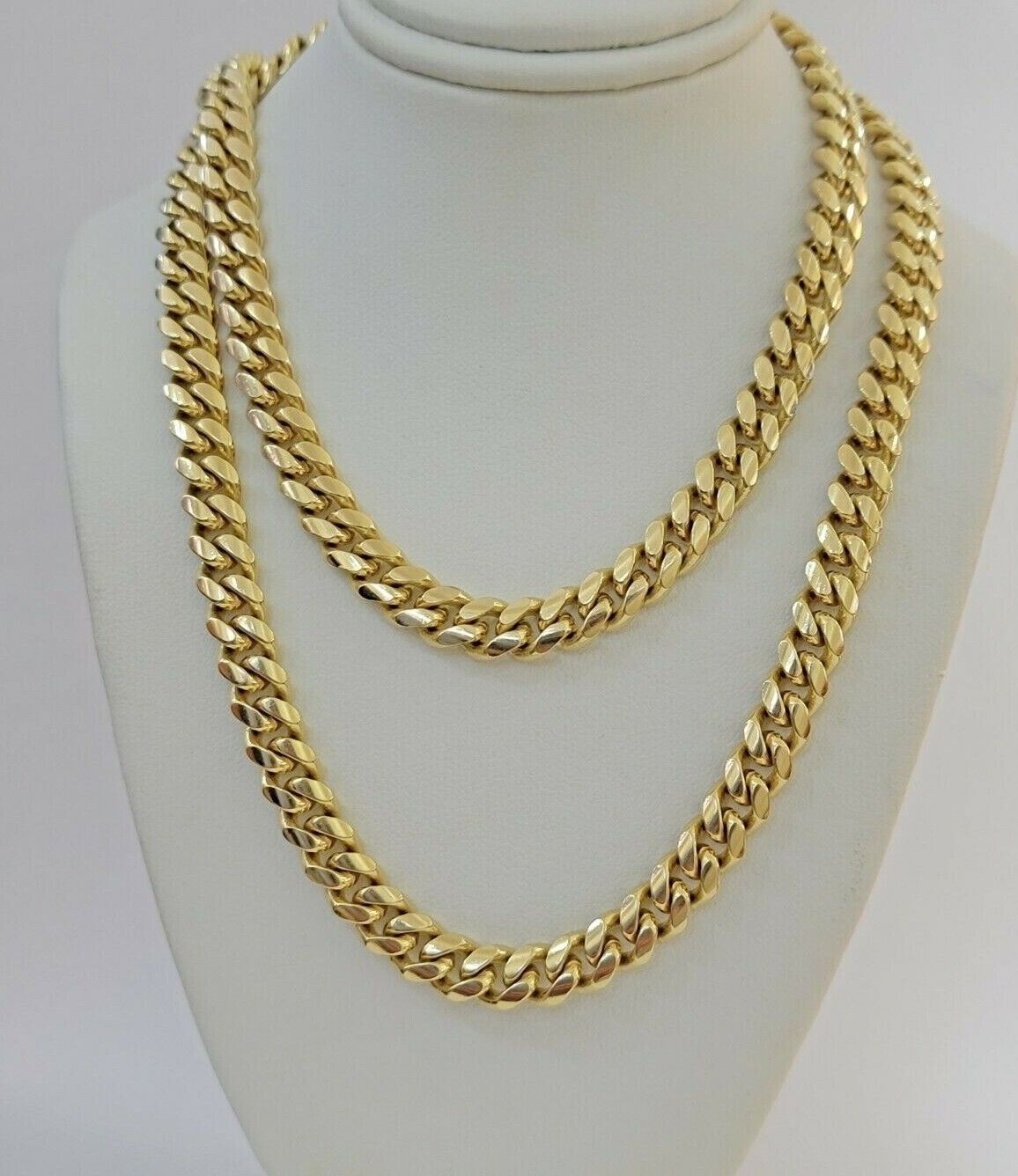 Real 14k Yellow Gold Chain Solid Miami Cuban Link Chain Necklace 18" - 30" 5mm - 9mm - Reva Jeweler