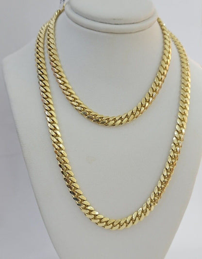 Real 14k Yellow Gold Chain Solid Miami Cuban Link Chain Necklace 18" - 30" 5mm - 9mm - Reva Jeweler