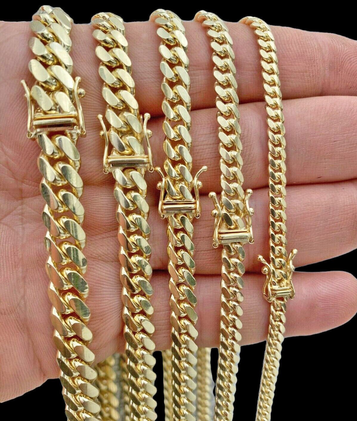 Real 14k Yellow Gold Chain Solid Miami Cuban Link Chain Necklace 18" - 30" 5mm - 9mm - Reva Jeweler