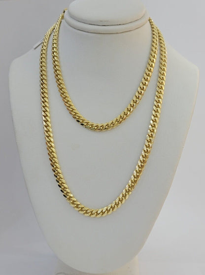 Real 14k Yellow Gold Chain Solid Miami Cuban Link Chain Necklace 18" - 30" 5mm - 9mm - Reva Jeweler