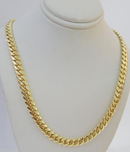 Real 14k Yellow Gold Chain Solid Miami Cuban Link Chain Necklace 18" - 30" 5mm - 9mm - Reva Jeweler