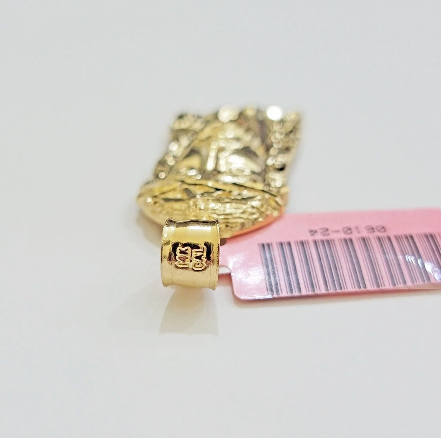 Real 14k Yellow Gold Charm Pendant Jesus Head 14 KT For Men Women, Diamond Cuts - Reva Jeweler