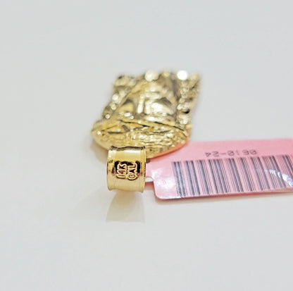 Real 14k Yellow Gold Charm Pendant Jesus Head 14 KT For Men Women, Diamond Cuts - Reva Jeweler