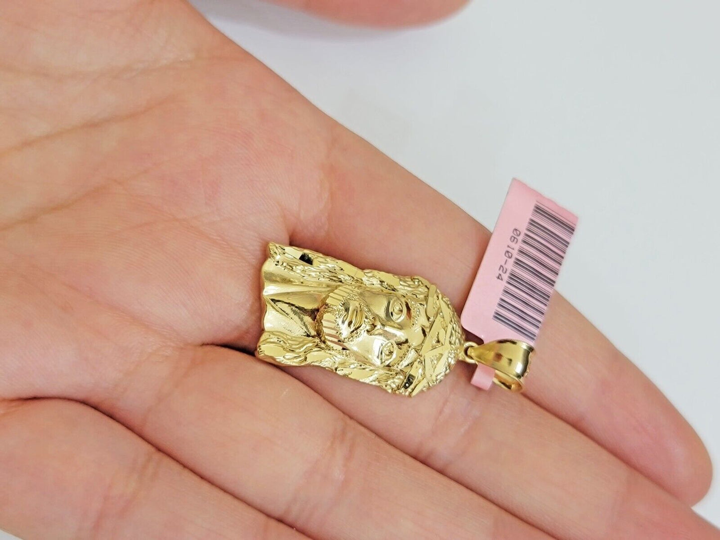 Real 14k Yellow Gold Charm Pendant Jesus Head 14 KT For Men Women, Diamond Cuts - Reva Jeweler