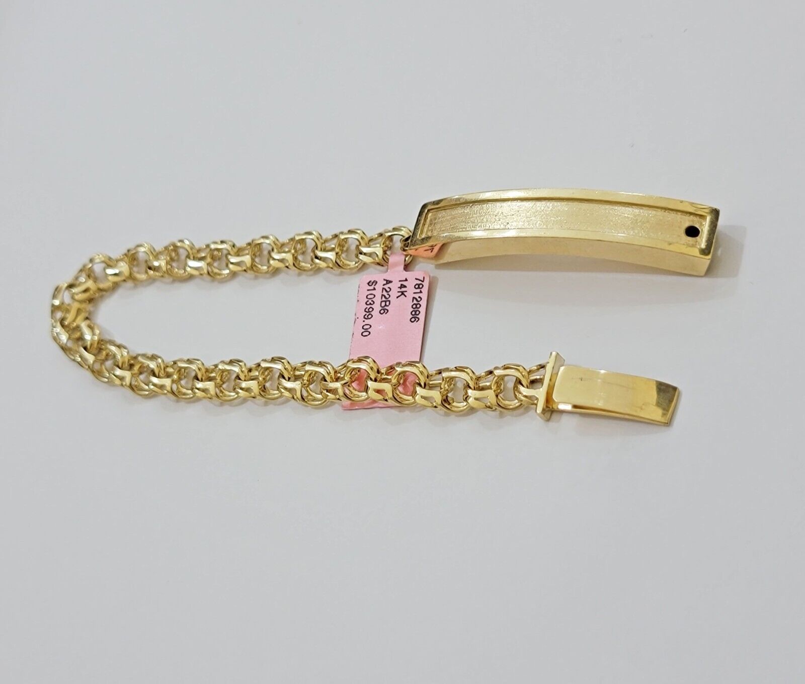 Real 14k Yellow Gold Chino Bracelet 8 Inch 7mm Men's Name Plate ID Link Solid - Reva Jeweler