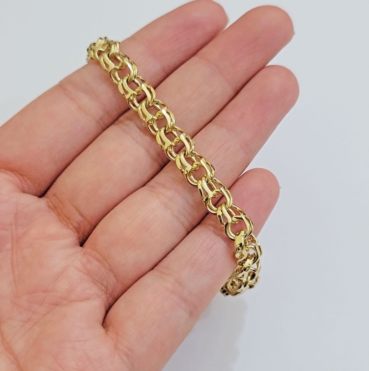 Real 14k Yellow Gold Chino Bracelet 8 Inch 7mm Men's Name Plate ID Link Solid - Reva Jeweler