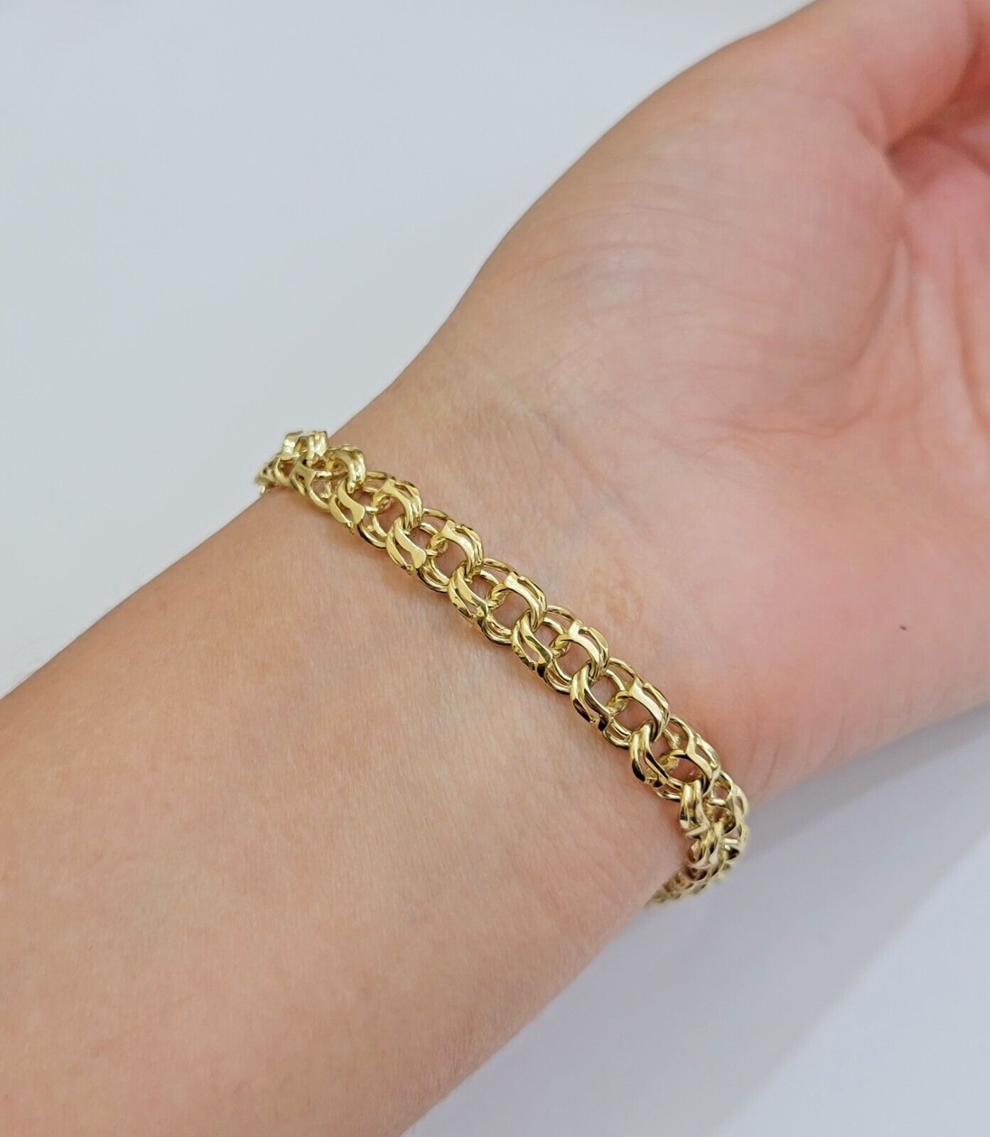 Real 14k Yellow Gold Chino Bracelet 8 Inch 7mm Men's Name Plate ID Link Solid - Reva Jeweler