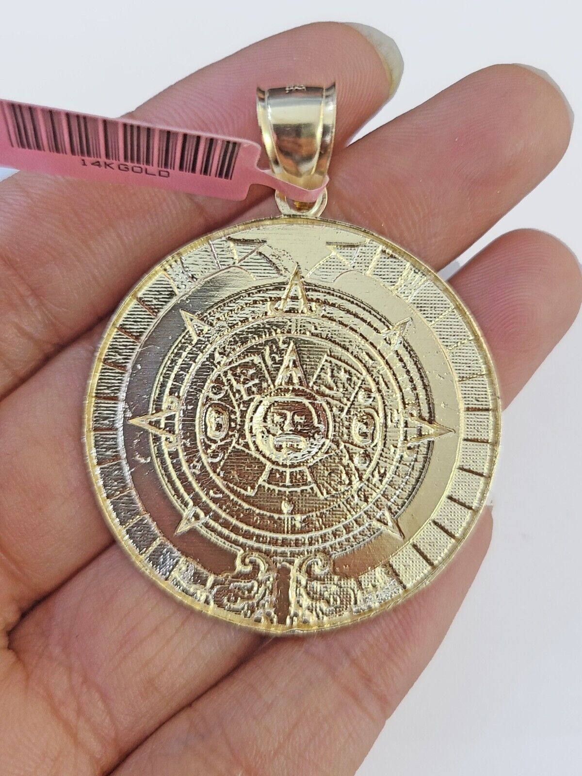 Real 14k Yellow Gold Circular Mayan Calendar / Pendant Charm 14kt - Reva Jeweler
