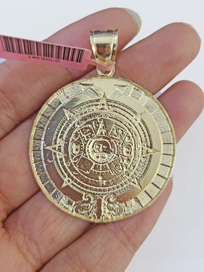 Real 14k Yellow Gold Circular Mayan Calendar / Pendant Charm 14kt - Reva Jeweler