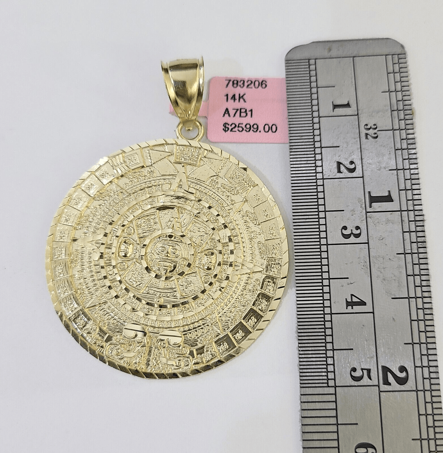 Real 14k Yellow Gold Circular Mayan Calendar / Pendant Charm 14kt - Reva Jeweler