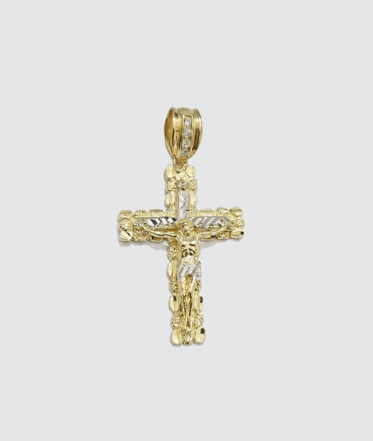 Real 14k Yellow Gold Cross Charm Rope Chain 4mm 20'' Necklace Pendant 14kt Jesus - Reva Jeweler