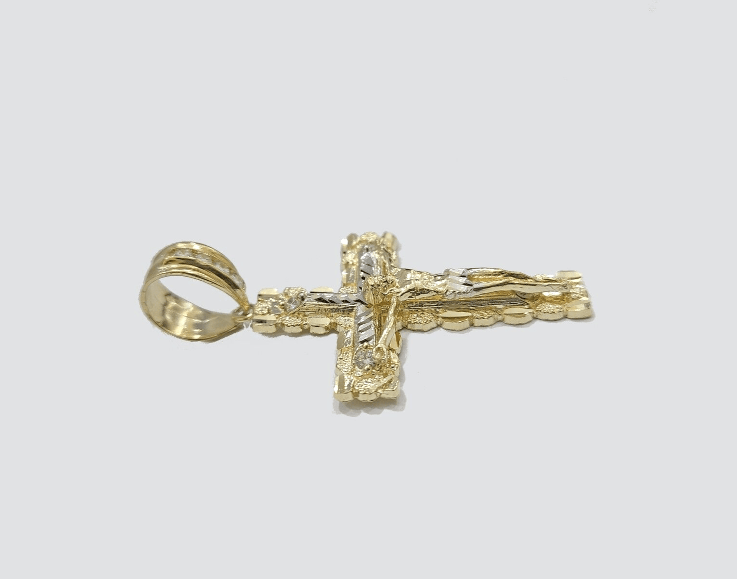 Real 14k Yellow Gold Cross Charm Rope Chain 4mm 20'' Necklace Pendant 14kt Jesus - Reva Jeweler