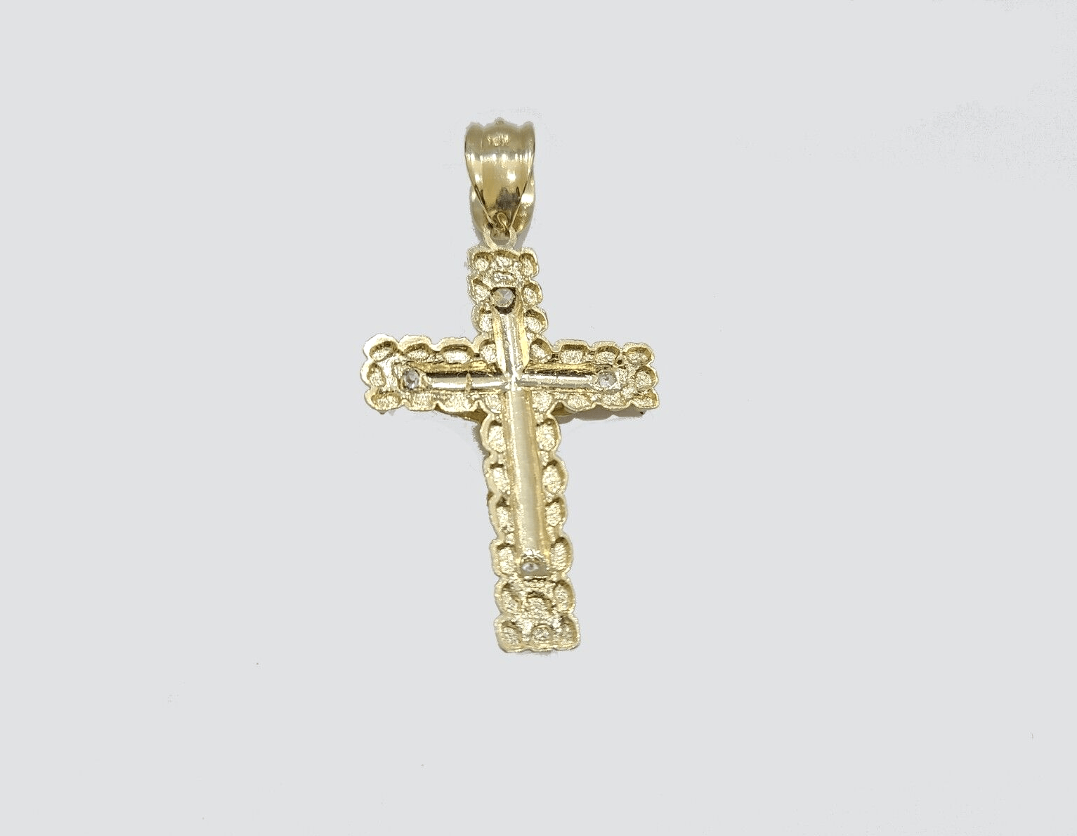 Real 14k Yellow Gold Cross Charm Rope Chain 4mm 20'' Necklace Pendant 14kt Jesus - Reva Jeweler