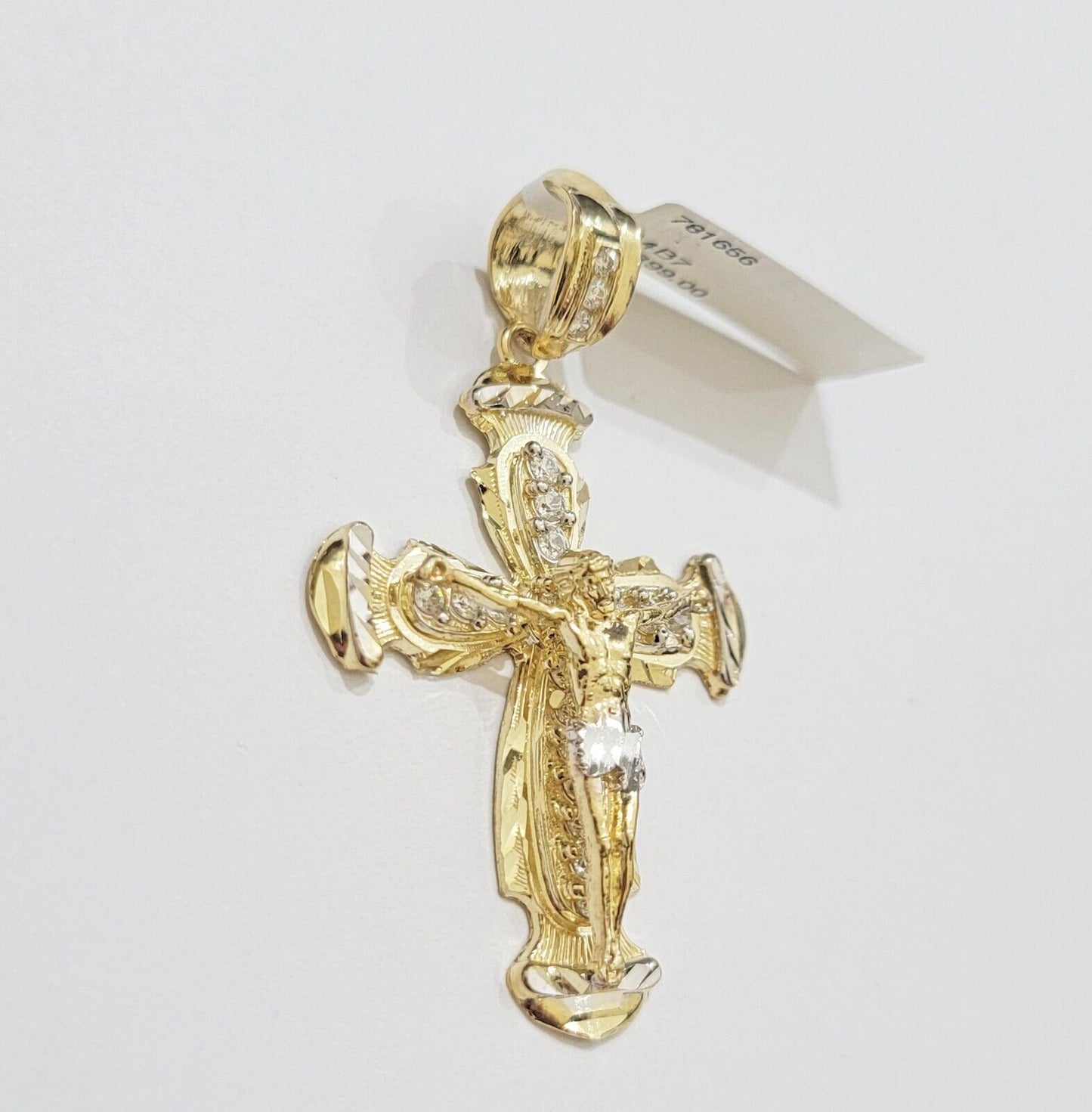 Real 14k Yellow Gold Cross pendant & Rope Chain Necklace 5mm 20" SET Charm Men's - Reva Jeweler