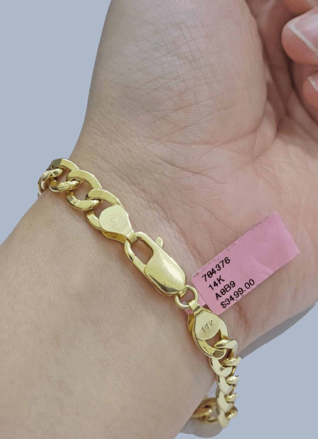 Real 14k Yellow Gold Cuban Curb Bracelet 8mm 8 Inch Lobster Clasp 14 KT New SALE - Reva Jeweler