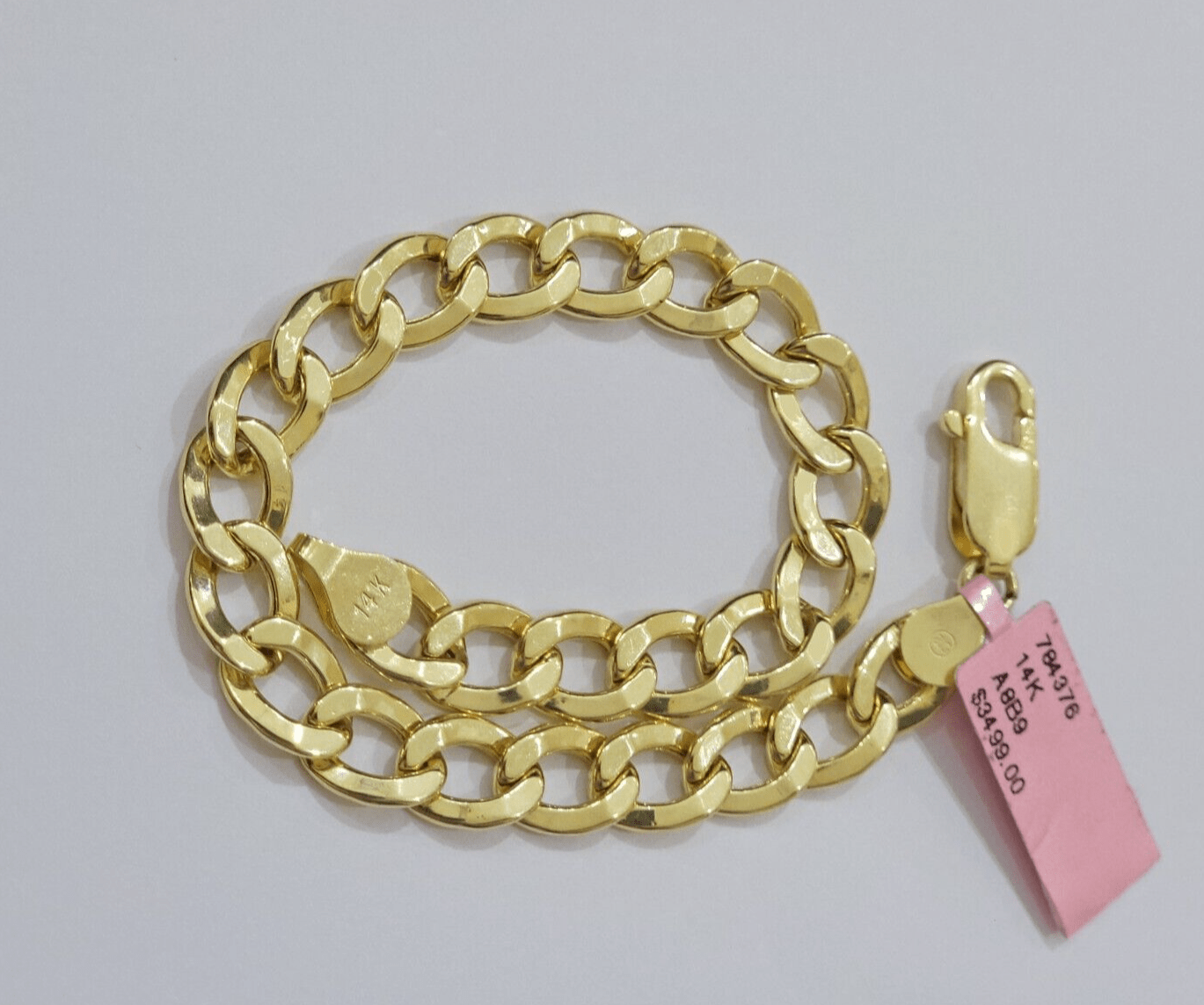 Real 14k Yellow Gold Cuban Curb Bracelet 8mm 8 Inch Lobster Clasp 14 KT New SALE - Reva Jeweler