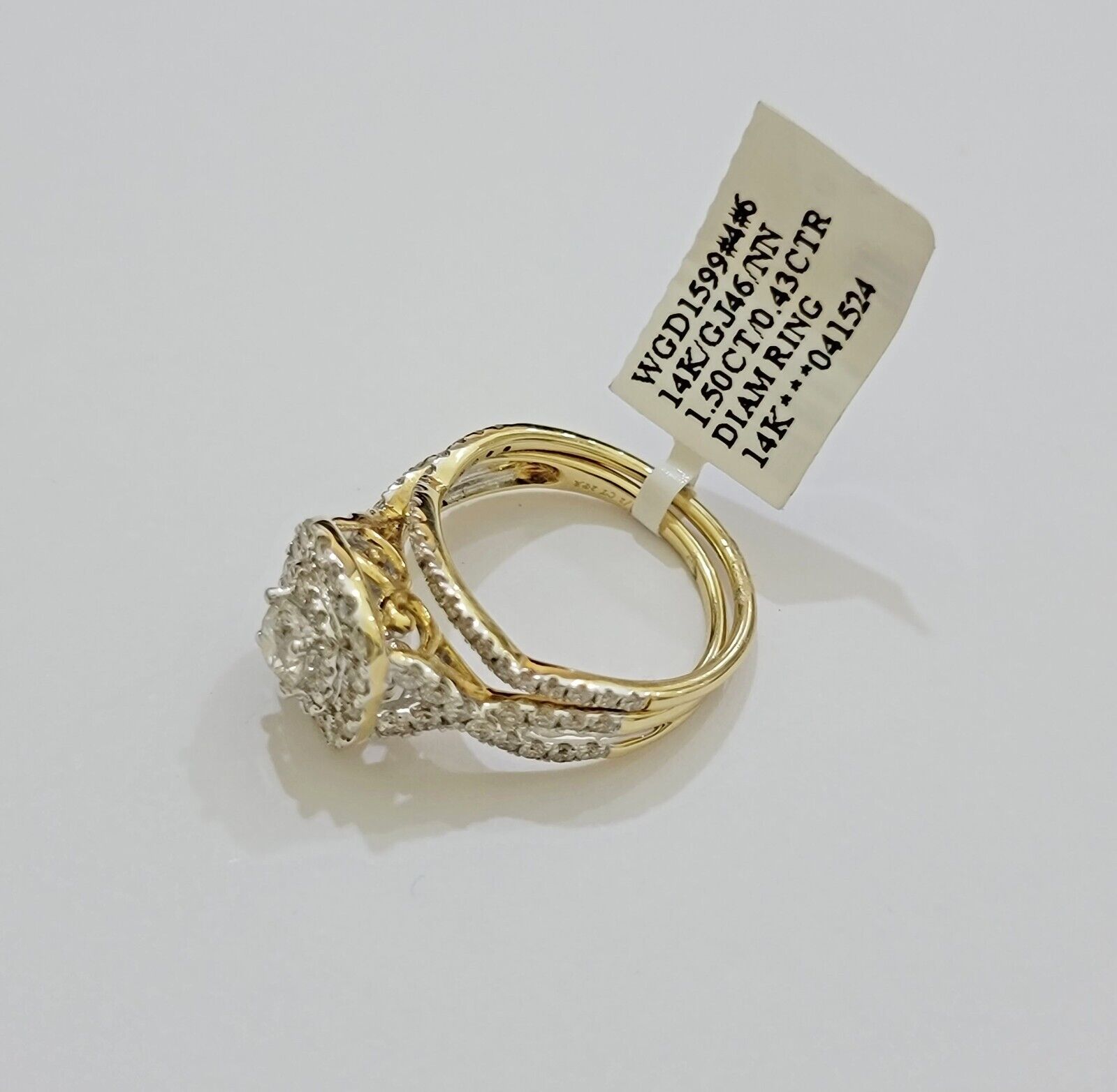 Real 14k Yellow Gold Diamond 1.5CT Ring band SET Ladies Women Engagement Wedding - Reva Jeweler