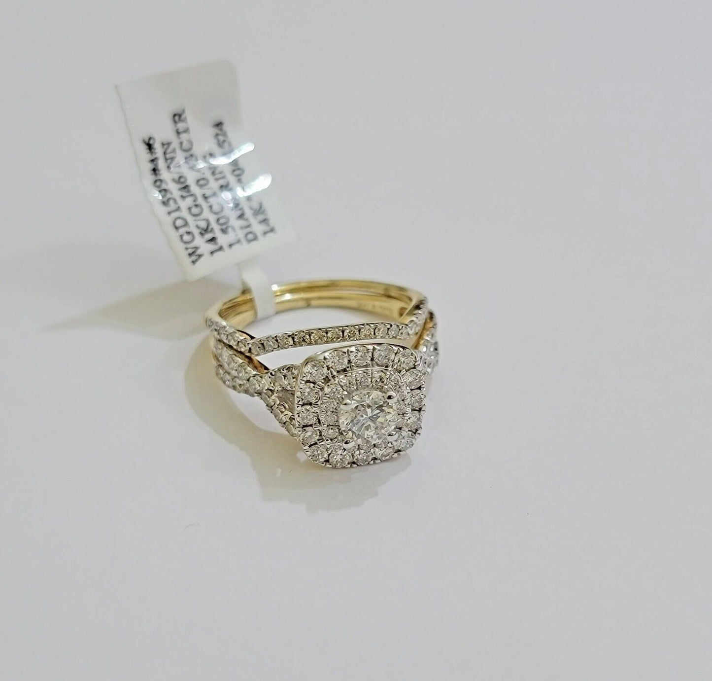 Real 14k Yellow Gold Diamond 1.5CT Ring band SET Ladies Women Engagement Wedding - Reva Jeweler