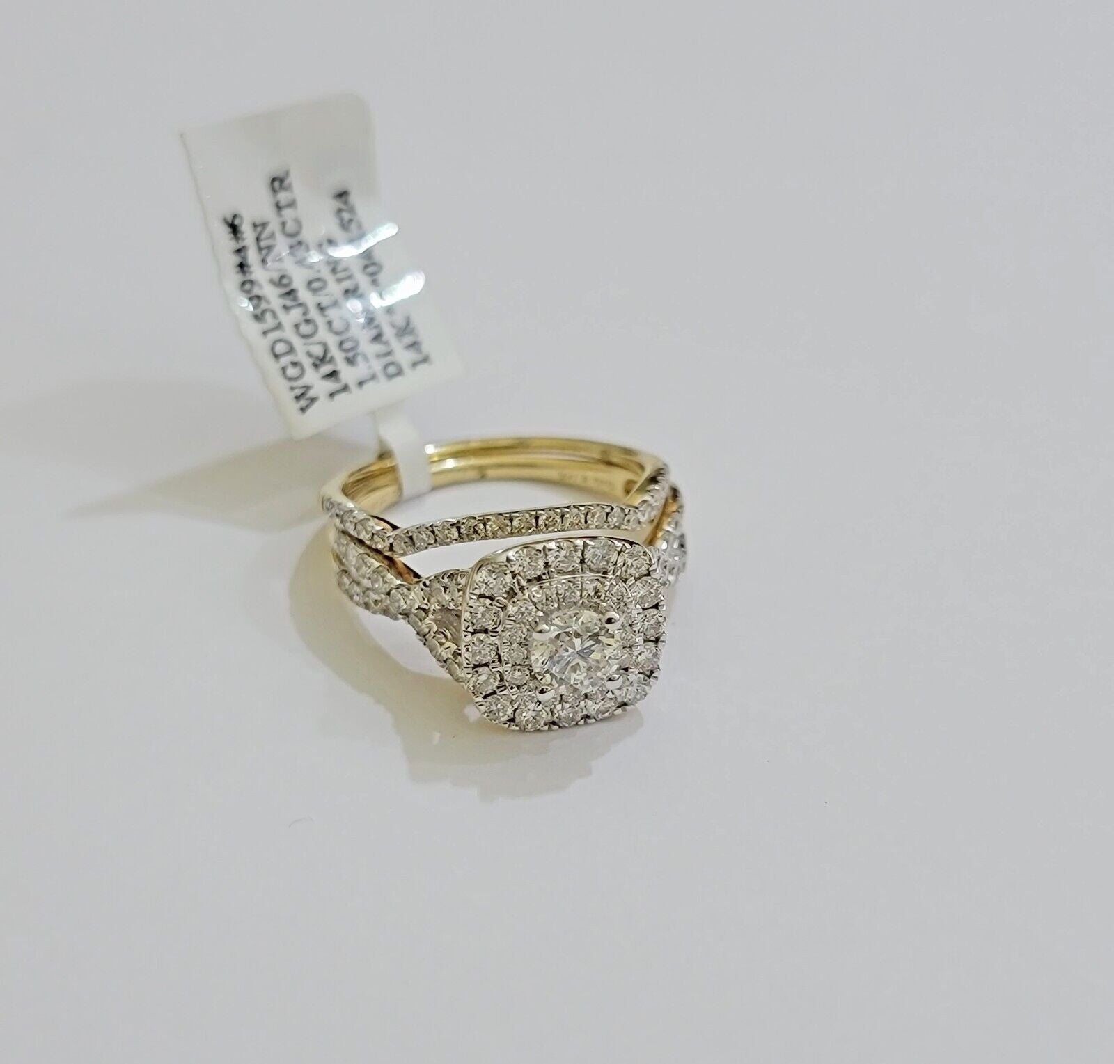 Real 14k Yellow Gold Diamond 1.5CT Ring band SET Ladies Women Engagement Wedding - Reva Jeweler