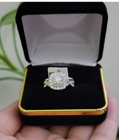 Real 14k Yellow Gold Diamond 1.5CT Ring band SET Ladies Women Engagement Wedding - Reva Jeweler