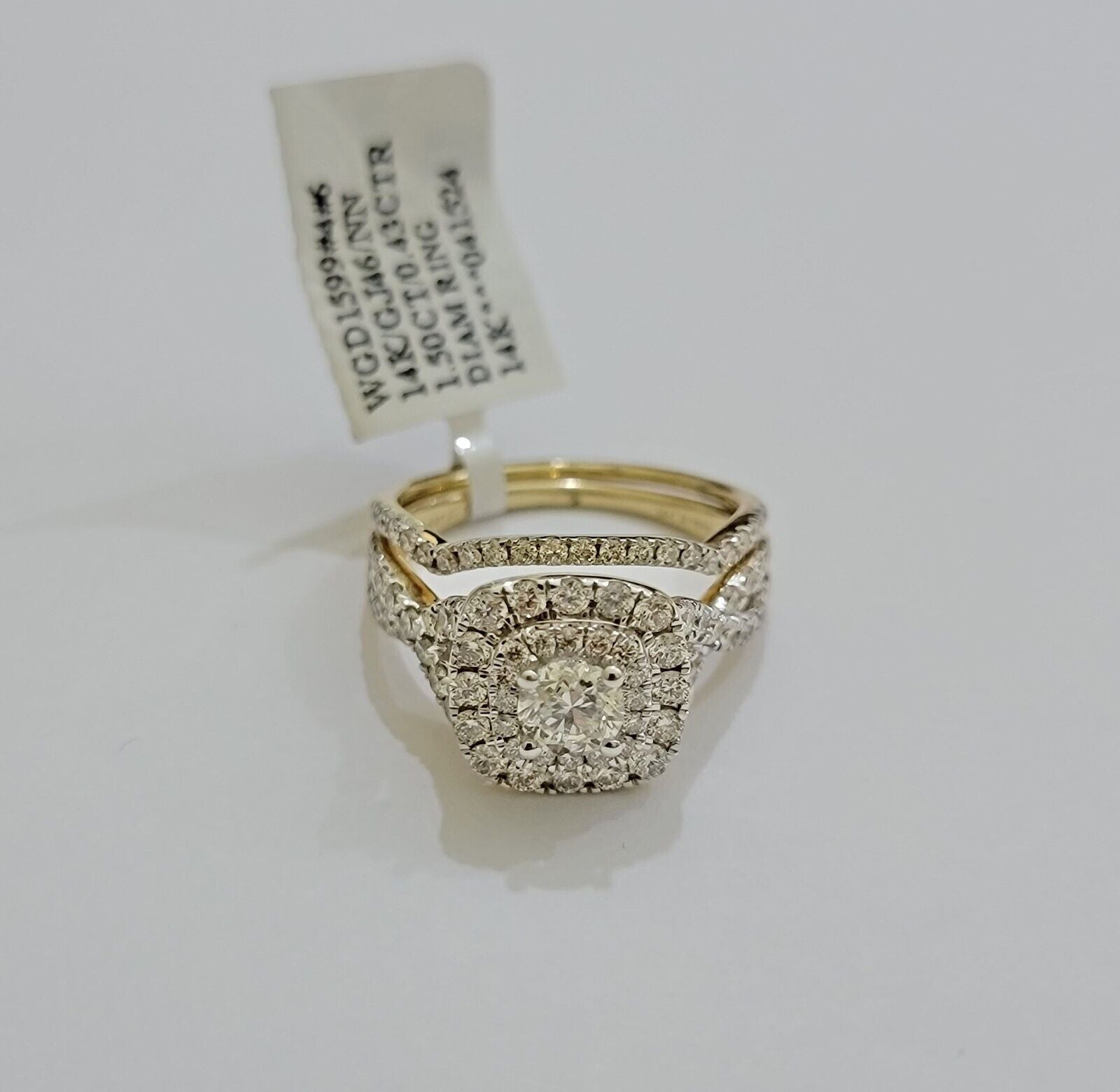 Real 14k Yellow Gold Diamond 1.5CT Ring band SET Ladies Women Engagement Wedding - Reva Jeweler