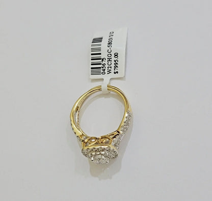 Real 14k Yellow Gold Diamond 1.5CT Ring band SET Ladies Women Engagement Wedding - Reva Jeweler