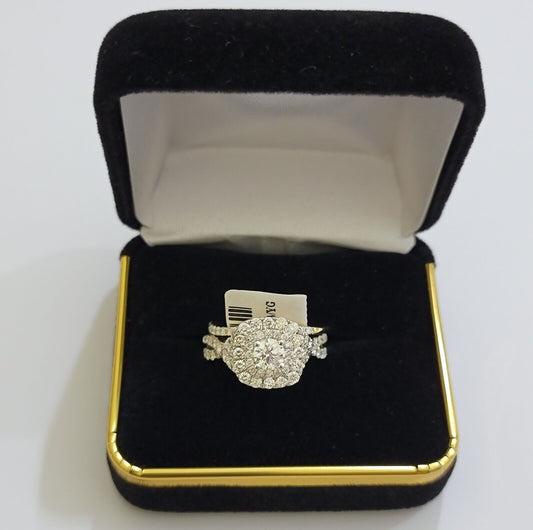 Real 14k Yellow Gold Diamond 1.5CT Ring band SET Ladies Women Engagement Wedding - Reva Jeweler