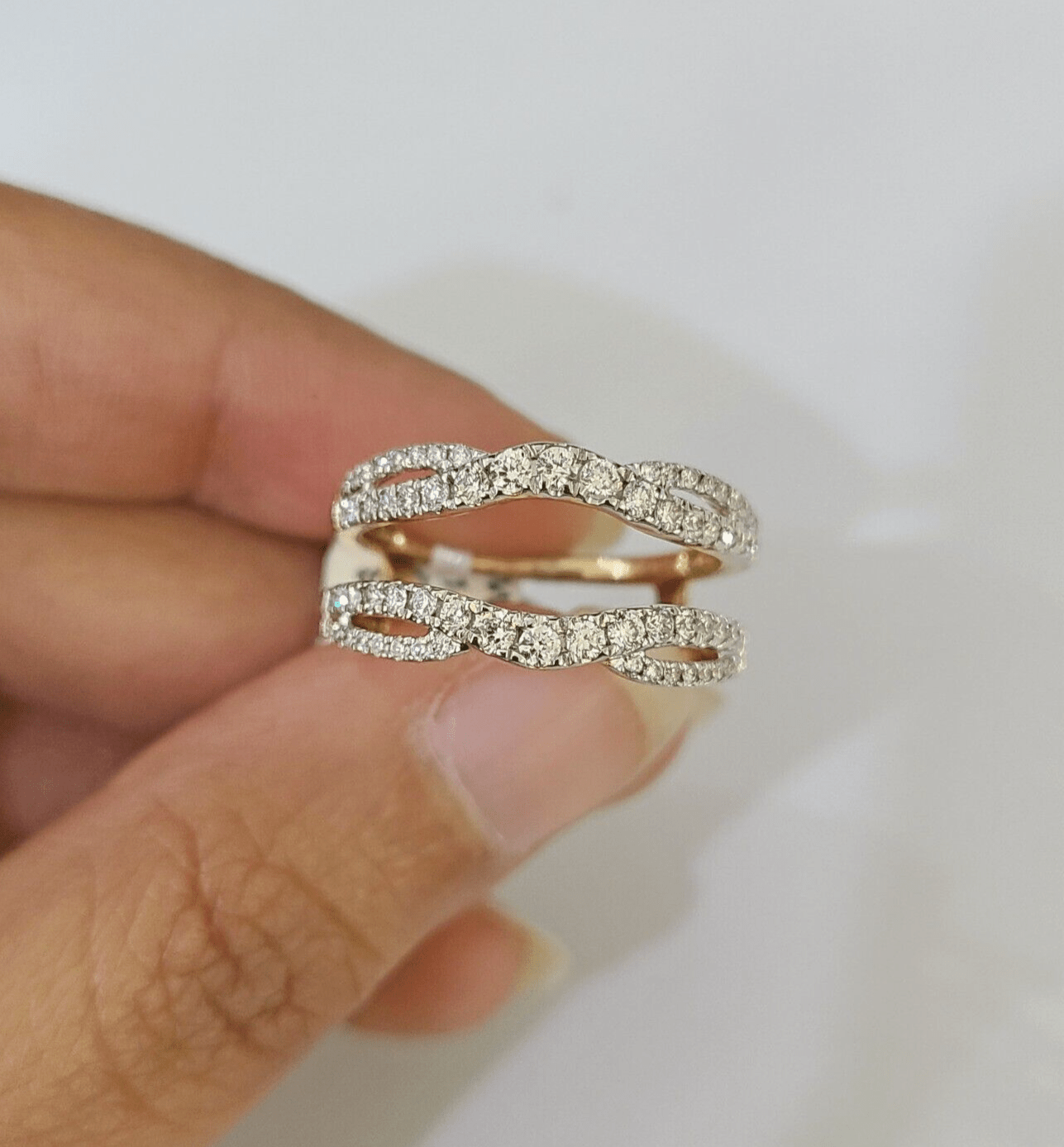 Real 14k Yellow Gold Diamond Ladies Ring Enhancer Guard Wrap Engagement Wedding - Reva Jeweler