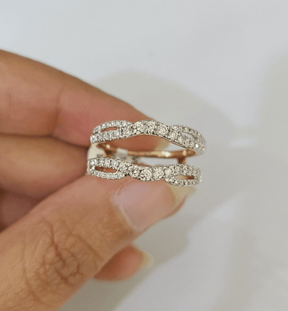 Real 14k Yellow Gold Diamond Ladies Ring Enhancer Guard Wrap Engagement Wedding - Reva Jeweler