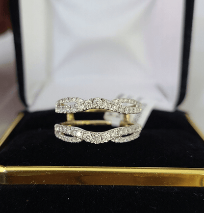Real 14k Yellow Gold Diamond Ladies Ring Enhancer Guard Wrap Engagement Wedding - Reva Jeweler