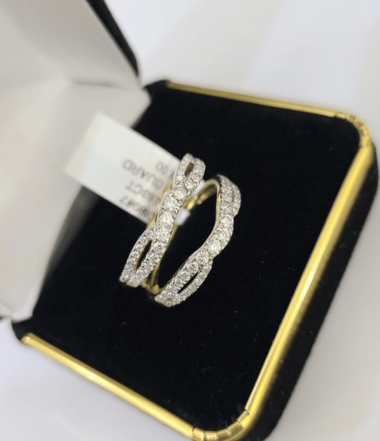 Real 14k Yellow Gold Diamond Ladies Ring Enhancer Guard Wrap Engagement Wedding - Reva Jeweler