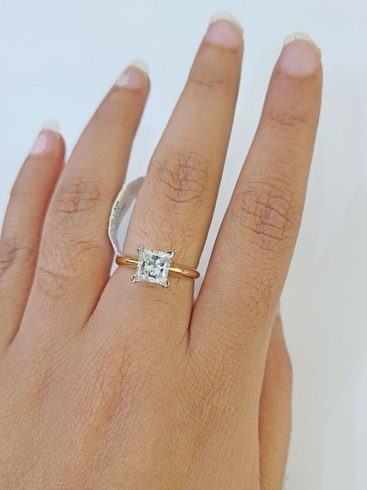 Real 14k Yellow Gold Diamond Ladies Ring Lab Created Women Engagement Wedding - Reva Jeweler