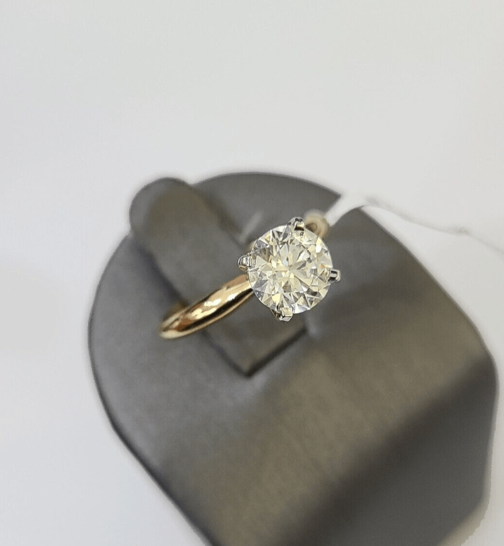 Real 14k Yellow Gold Diamond Ladies Ring Lab Created Women Engagement Wedding - Reva Jeweler