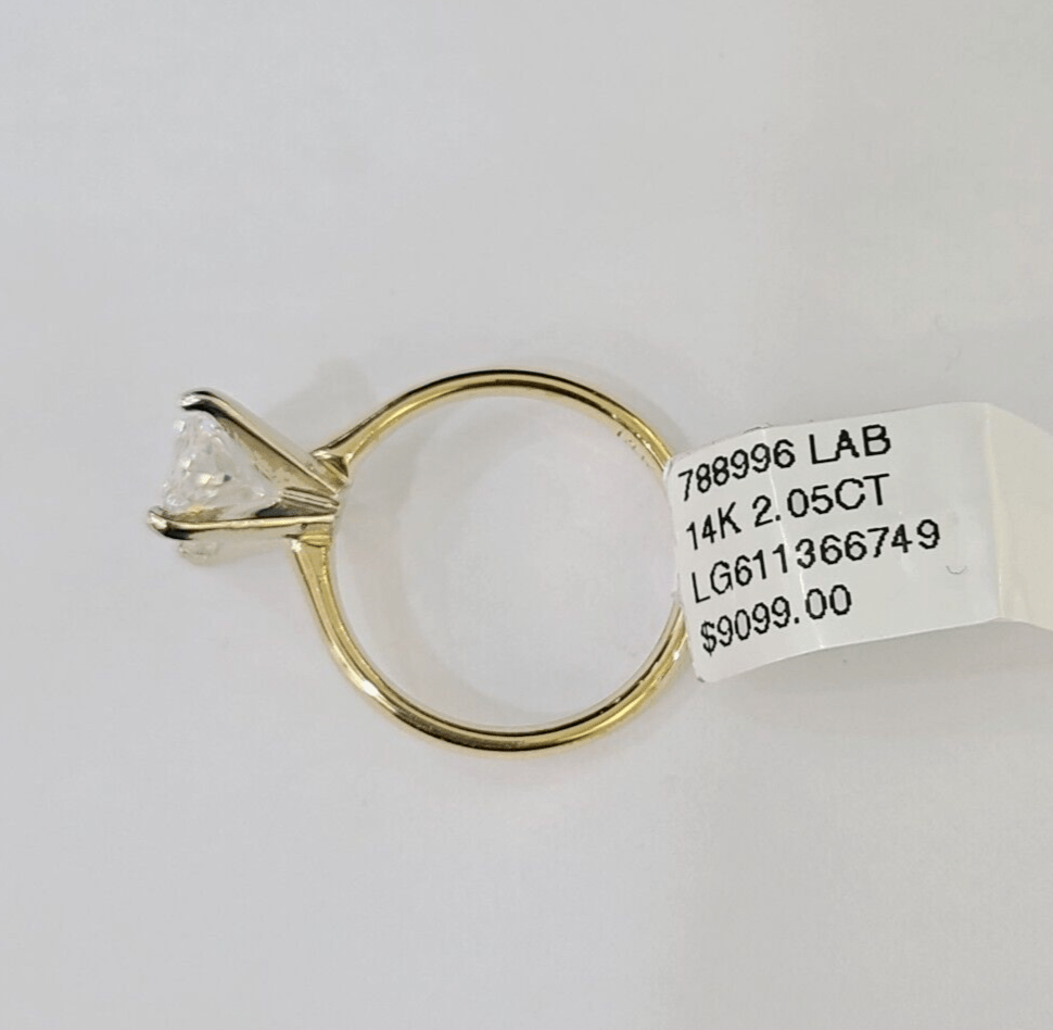 Real 14k Yellow Gold Diamond Ladies Ring Lab Created Women Engagement Wedding - Reva Jeweler