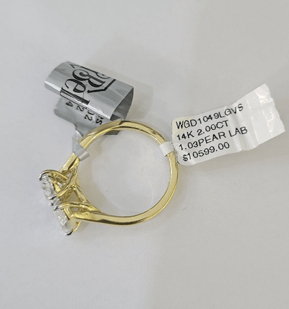 Real 14k Yellow Gold Diamond Ladies Ring Lab Created Women Engagement Wedding - Reva Jeweler