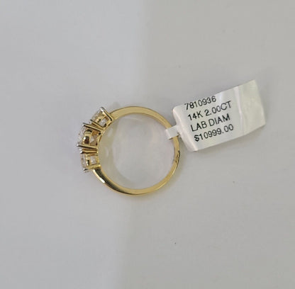 Real 14k Yellow Gold Diamond Ladies Ring Lab Created Women Engagement Wedding - Reva Jeweler