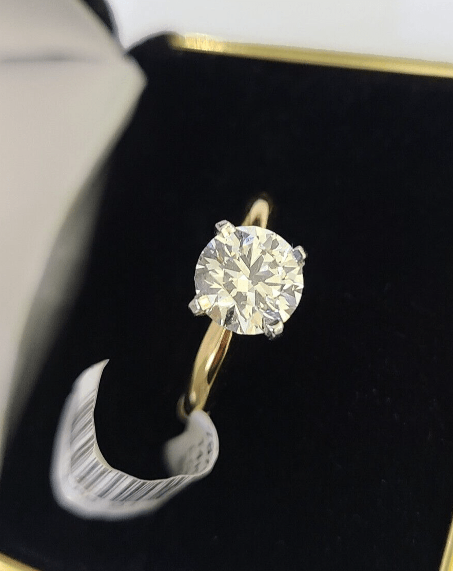 Real 14k Yellow Gold Diamond Ladies Ring Lab Created Women Engagement Wedding - Reva Jeweler