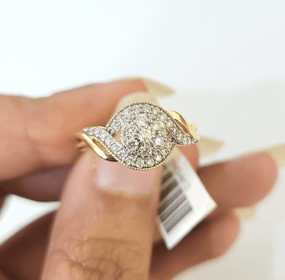 Real 14k Yellow Gold Diamond Ladies Ring Women Engagement Wedding - Reva Jeweler