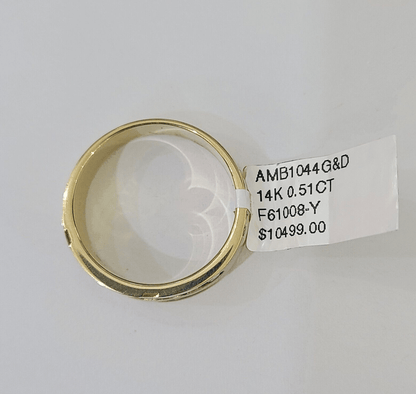 Real 14k Yellow Gold Diamond Mens Ring Band Wedding Engagement Genuine Natural - Reva Jeweler