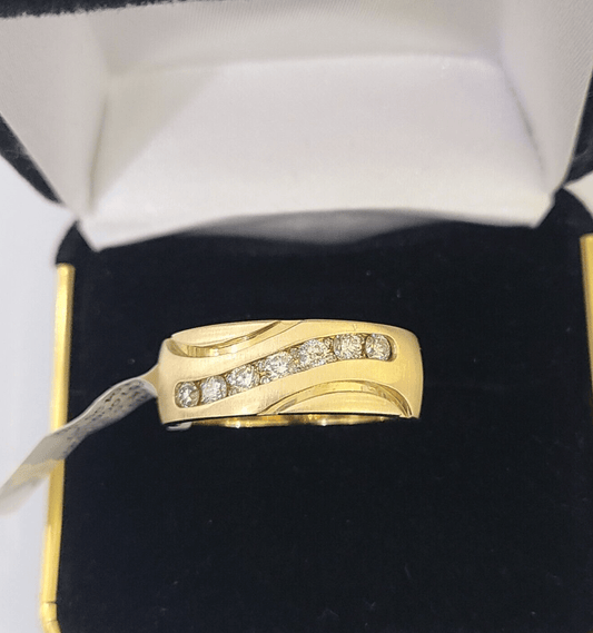 Real 14k Yellow Gold Diamond Mens Ring Band Wedding Engagement Genuine Natural - Reva Jeweler