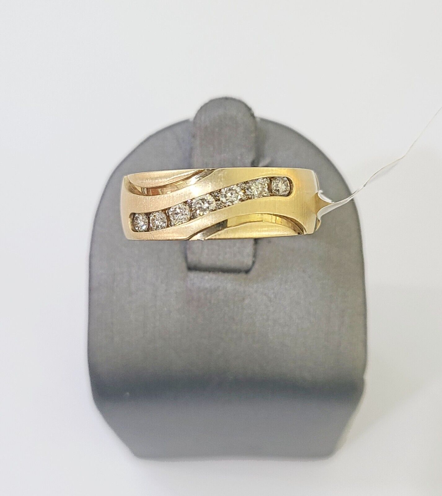 Real 14k Yellow Gold Diamond Mens Ring Band Wedding Engagement Genuine Natural - Reva Jeweler