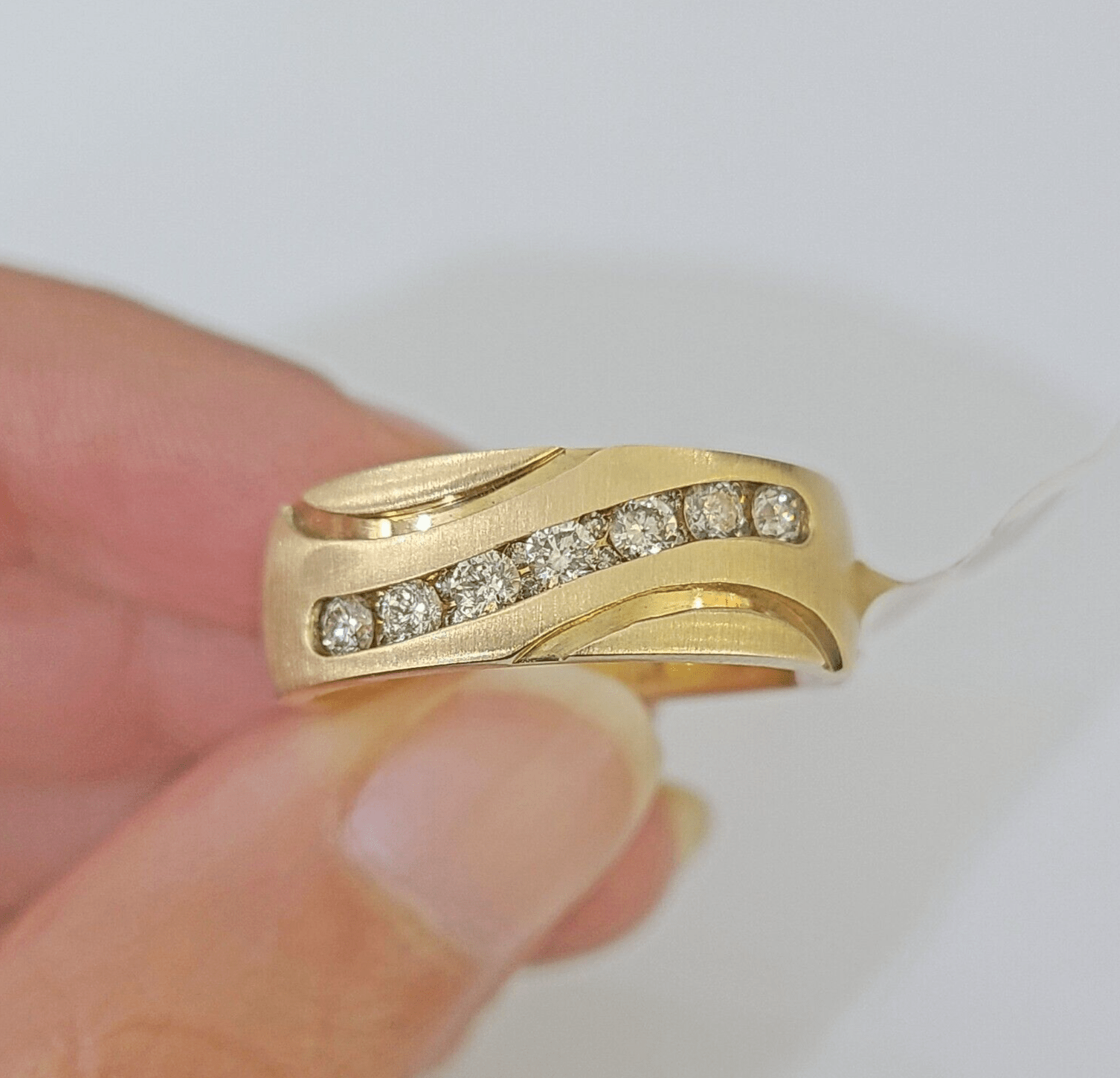 Real 14k Yellow Gold Diamond Mens Ring Band Wedding Engagement Genuine Natural - Reva Jeweler