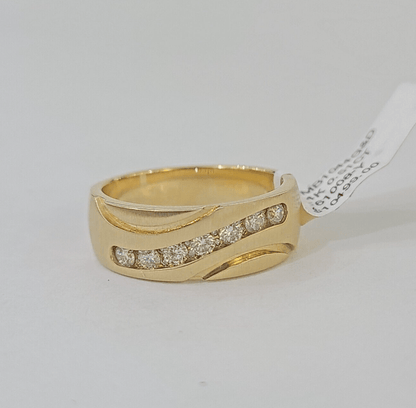 Real 14k Yellow Gold Diamond Mens Ring Band Wedding Engagement Genuine Natural - Reva Jeweler