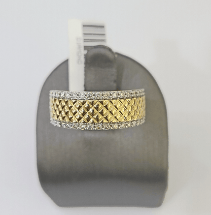 Real 14k Yellow Gold Diamond Mens Ring Band Wedding Genuine Natural - Reva Jeweler