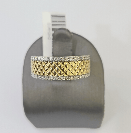 Real 14k Yellow Gold Diamond Mens Ring Band Wedding Genuine Natural - Reva Jeweler