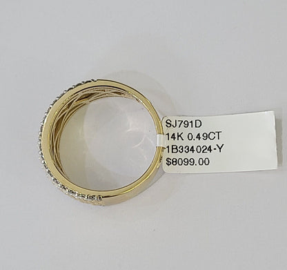 Real 14k Yellow Gold Diamond Mens Ring Band Wedding Genuine Natural - Reva Jeweler