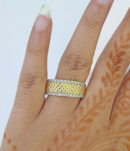 Real 14k Yellow Gold Diamond Mens Ring Band Wedding Genuine Natural - Reva Jeweler